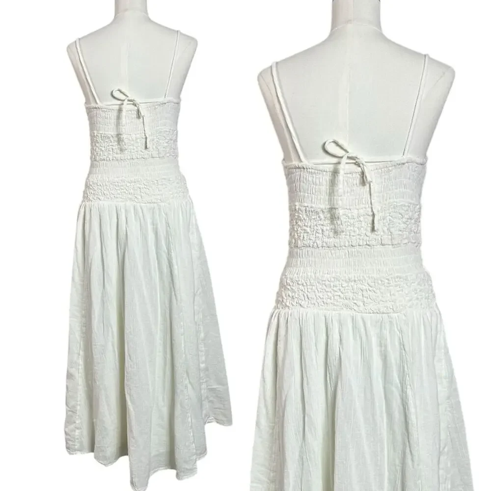 Free People Ethereal Fairy Sparkling Moment Midi Dress in White Size Large